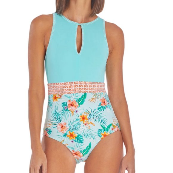 Cabana Life Cayman Embroidered Keyhole One Piece Bathing Suit NWT - Picture 2 of 15
